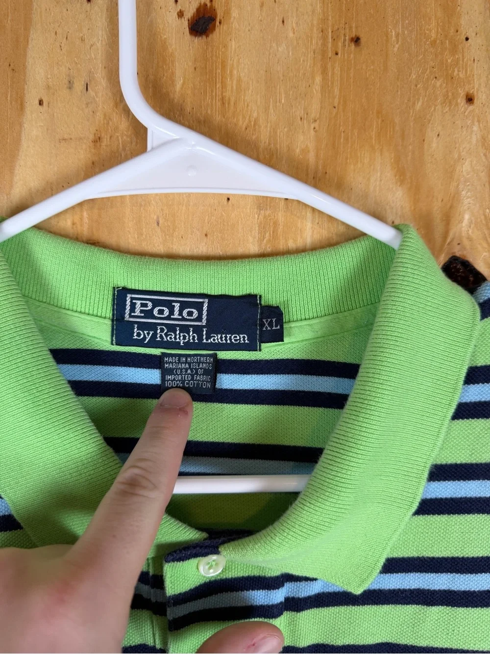 Polo by Ralph Lauren Lime Green Striped Polo with Navy & Black
